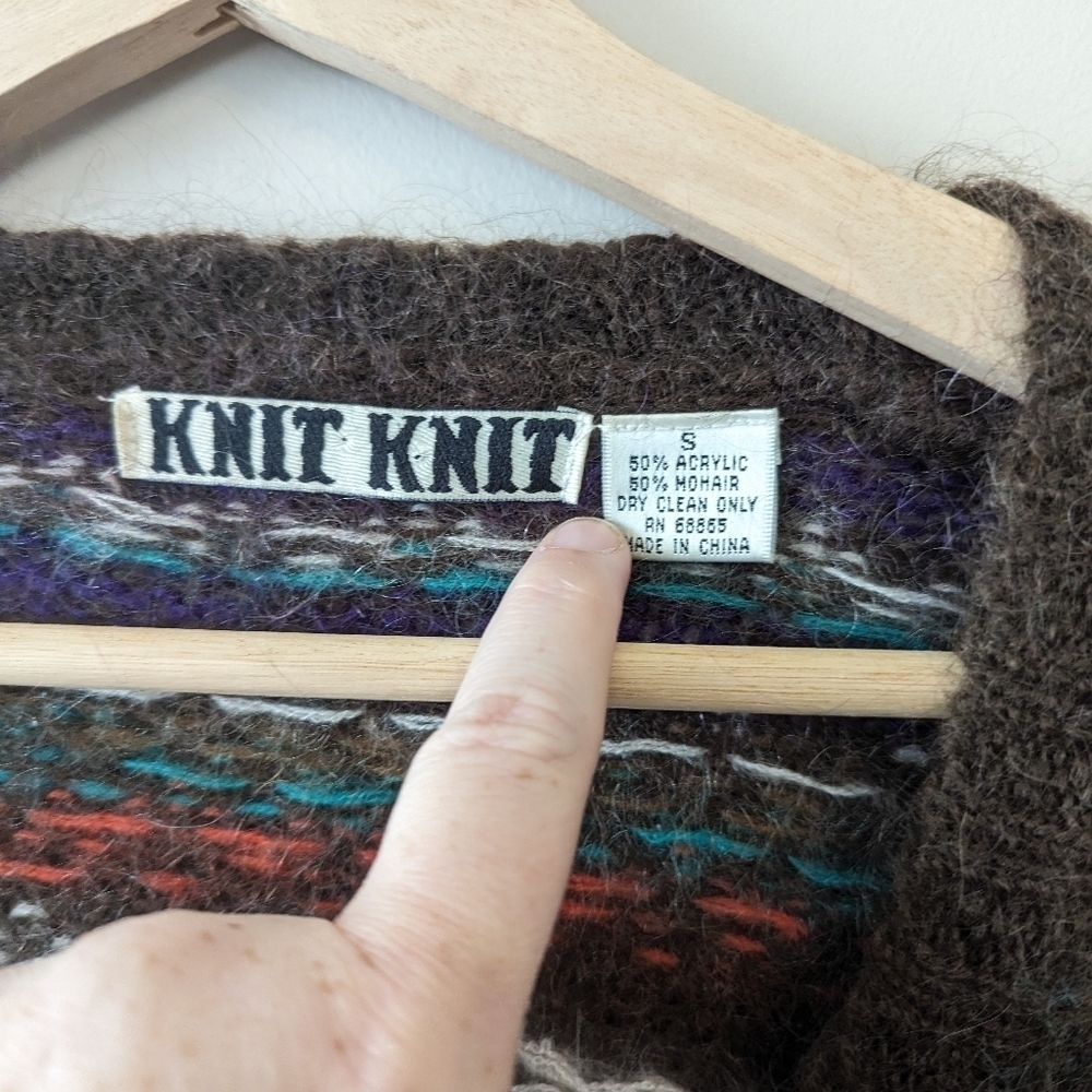 Vintage Southwestern Shaggy  Mohair‎ Cardigan Fuzzy 90s - Picture 9 of 10